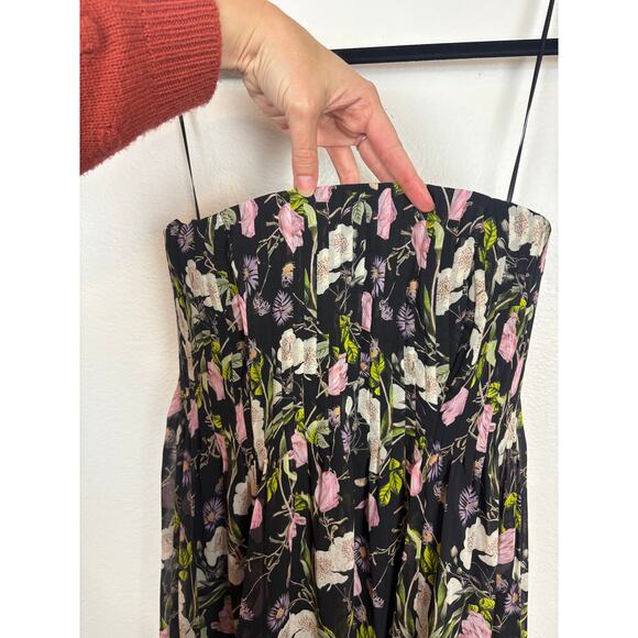 CAMI NYC Minoa Gown Pleated Floral Boned Bodice Maxi in Midnight Gardens 2 - Picture 7 of 9